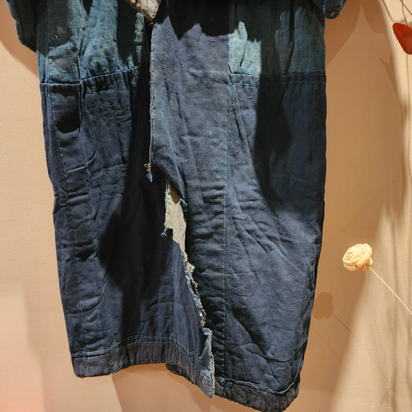Vintage Boro Long Reversible Indigo Aizome Winter Noragi Kimono