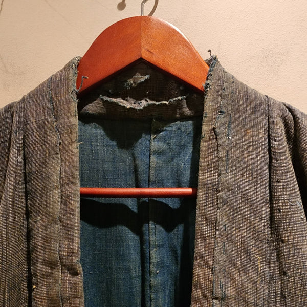 Vintage Boro Long Reversible Indigo Aizome Winter Noragi Kimono