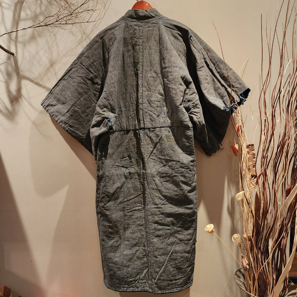 Vintage Boro Long Reversible Indigo Aizome Winter Noragi Kimono