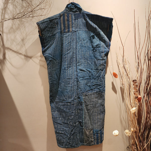 Vintage Boro Indigo Patchwork Shima Noragi Vest