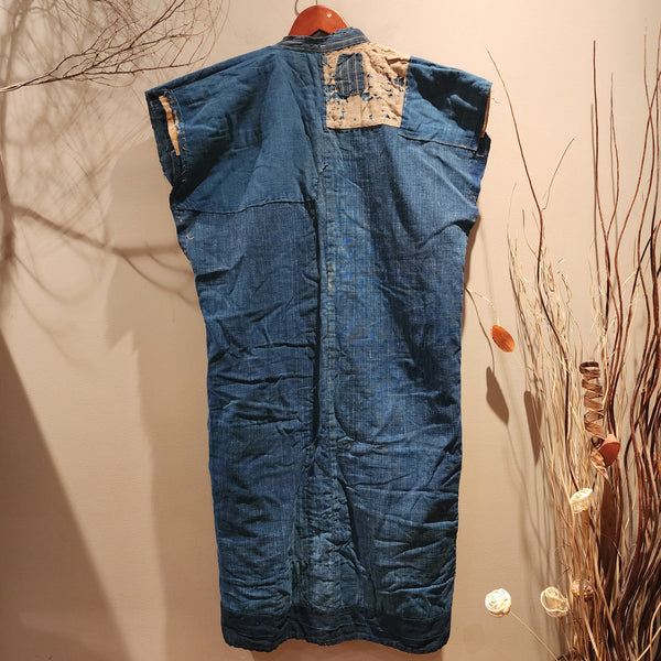 Vintage Boro Indigo Patchwork Shima Noragi Vest