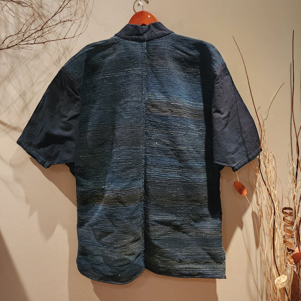 Vintage Indigo Aizome Sakiori Weave Fisherman's Noragi Hanten