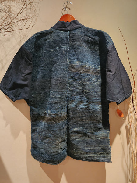 Vintage Indigo Aizome Sakiori Weave Fisherman's Noragi Hanten
