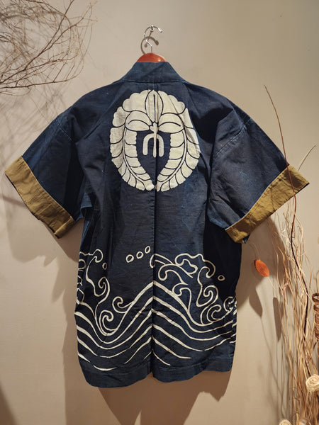 Vintage Indigo Wisteria Fuji Kamon Hanten