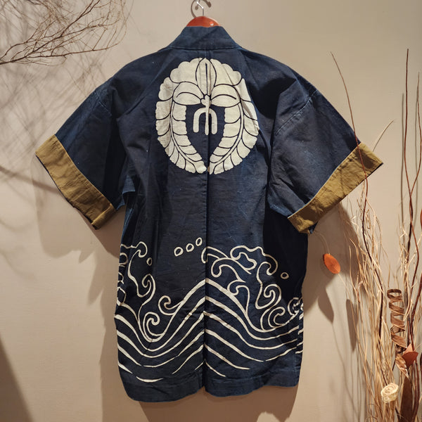 Vintage Indigo Wisteria Fuji Kamon Hanten