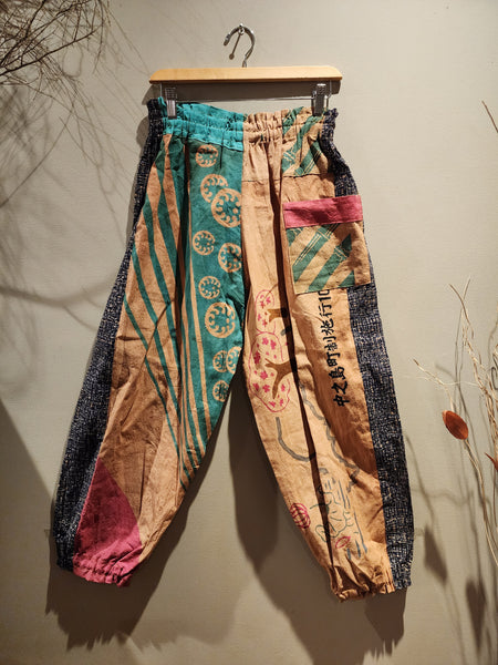 Retro Kakishibu Dyed Tenugui Long Tapered Pants