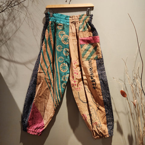 Retro Kakishibu Dyed Tenugui Long Tapered Pants