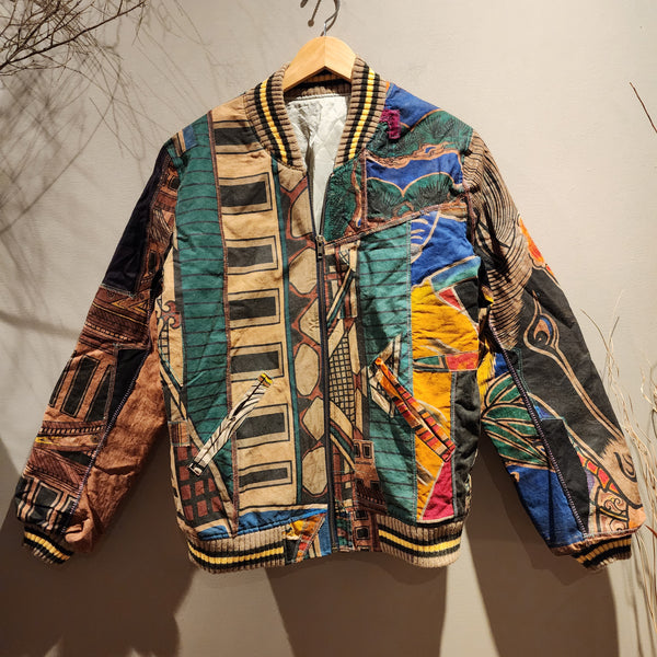 Retro Kakishibu Dyed Nobori Patchwork Tiger Sukajan Jacket