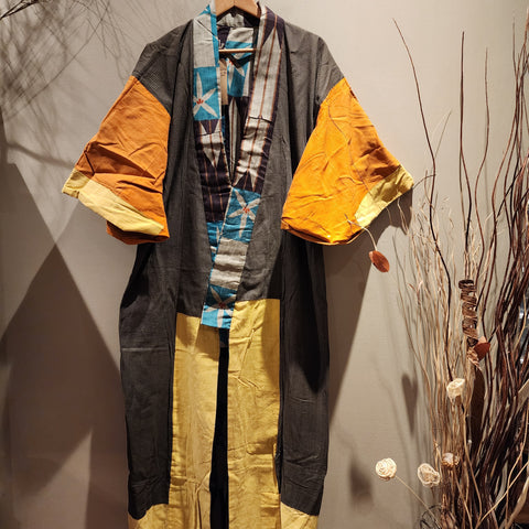 Vintage Silk Kimono Reversible Flower & Arrow