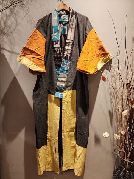 Vintage Silk Kimono Reversible Flower & Arrow