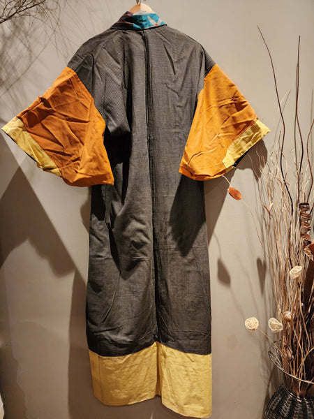 Vintage Silk Kimono Reversible Flower & Arrow