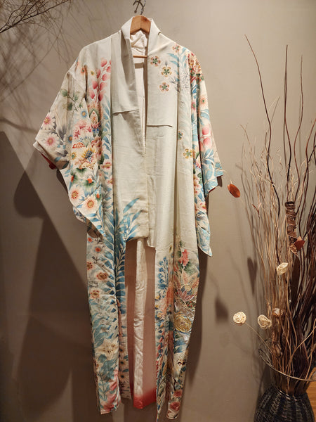 Flower Garden Vintage Silk Kimono