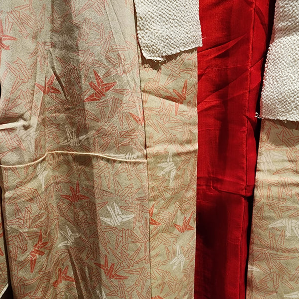 Orizuru Origami Crane Vintage Silk Kimono