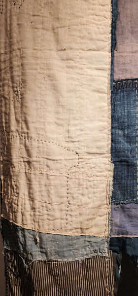 Antique Rustic Indigo Boro Sashiko Patchwork Futon Cover Fabric 80 x 184cm