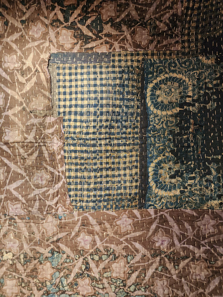 1930s Antique Rustic Boro Sashiko Patchwork Old Rug 118 x 124cm