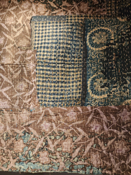 1930s Antique Rustic Boro Sashiko Patchwork Old Rug 118 x 124cm