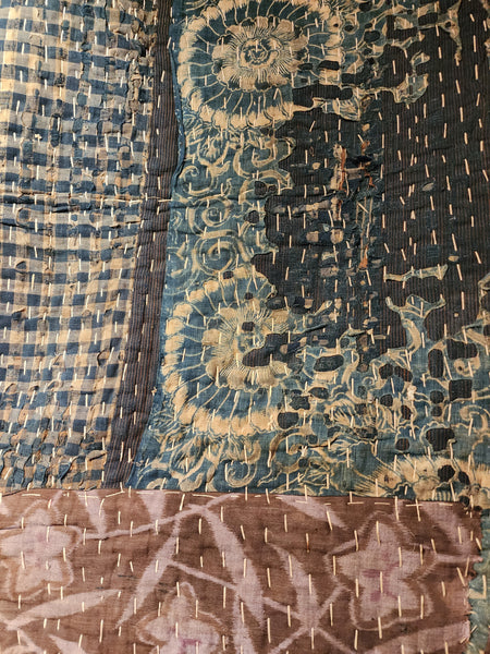 1930s Antique Rustic Boro Sashiko Patchwork Old Rug 118 x 124cm