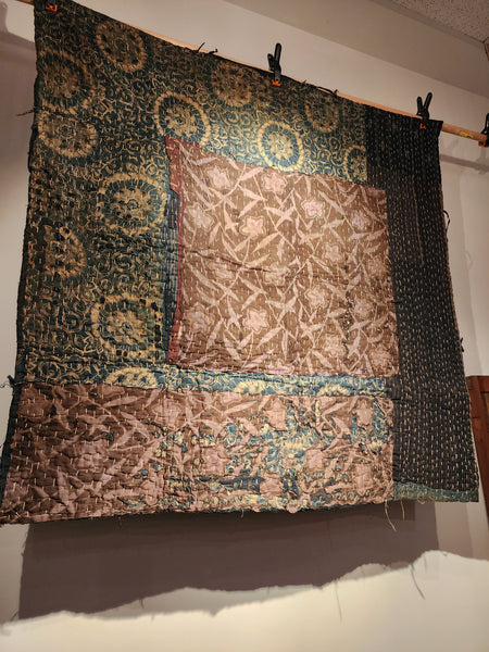 1930s Antique Rustic Boro Sashiko Patchwork Old Rug 118 x 124cm