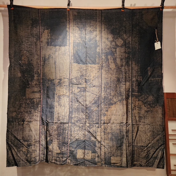 Vintage Rustic Japanese Indigo Boro Table Futon Cover 157 x 155cm