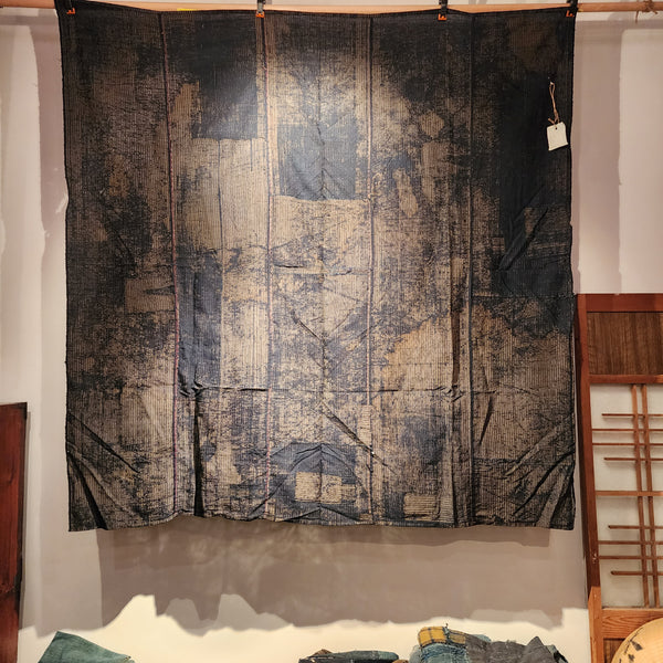 Vintage Rustic Japanese Indigo Boro Table Futon Cover 157 x 155cm