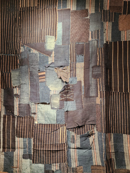 Vintage Indigo Japanese Boro Patchwork Zanshi Futon Cover Wall Art 158 x 125cm