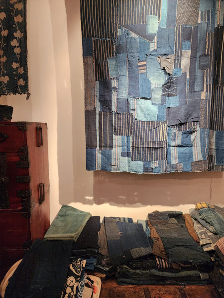 Vintage Indigo Japanese Boro Patchwork Zanshi Futon Cover Wall Art 158 x 125cm