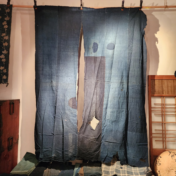 Vintage Japanese Boro Indigo Patchwork Fabric Wall Art 199 x 148cm