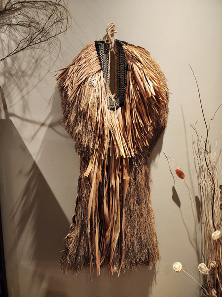 Vintage Mino Straw Cape, Japanese Farmer Raincoat, Rural Countryside Japan