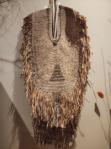 Vintage Mino Straw Cape, Japanese Farmer Raincoat, Northern Aizu Boro, Rural Countryside Japan