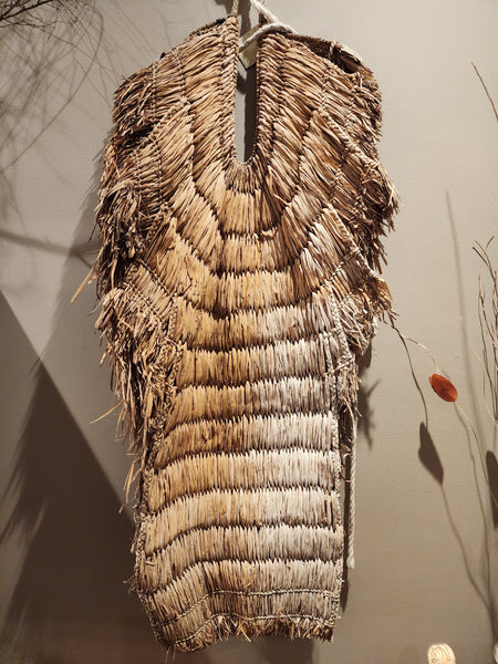 Vintage Mino Straw Cape, Japanese Farmer Raincoat, Northern Aizu Boro, Rural Countryside Japan