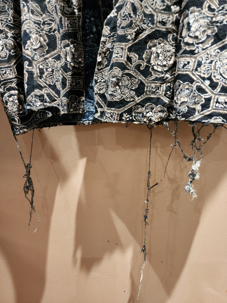 Vintage Indigo Boro Kimono, Katazome Yogi Nightwear