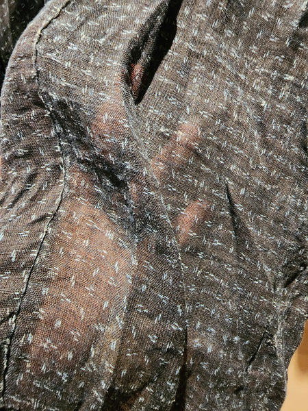 Vintage Indigo Boro Noragi, Kasuri Hemp Peasant's Coat