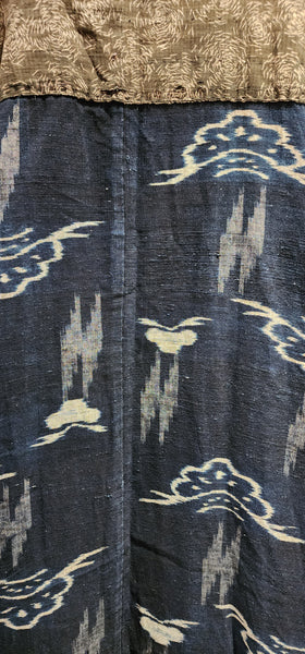 Vintage Indigo Boro Yogi, Kasuri Peasant's Nightwear