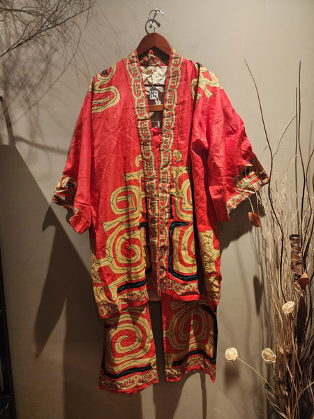 Vintage Ainu Hanten Set, Hokkaido Folk Silk Happi