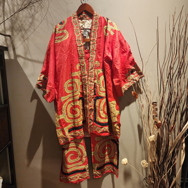 Vintage Ainu Hanten Set, Hokkaido Folk Silk Happi
