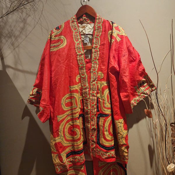 Vintage Ainu Hanten Set, Hokkaido Folk Silk Happi