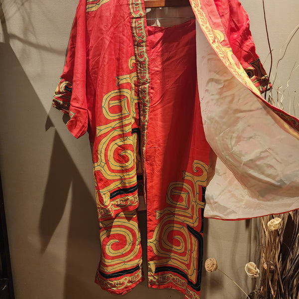 Vintage Ainu Hanten Set, Hokkaido Folk Silk Happi