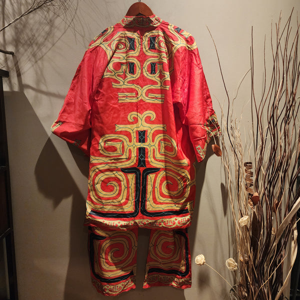 Vintage Ainu Hanten Set, Hokkaido Folk Silk Happi