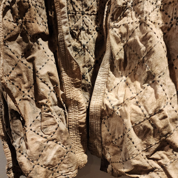 Vintage Kendo Swordsman Jacket, Sashiko Boro Rustic Coffee Dyed size XS