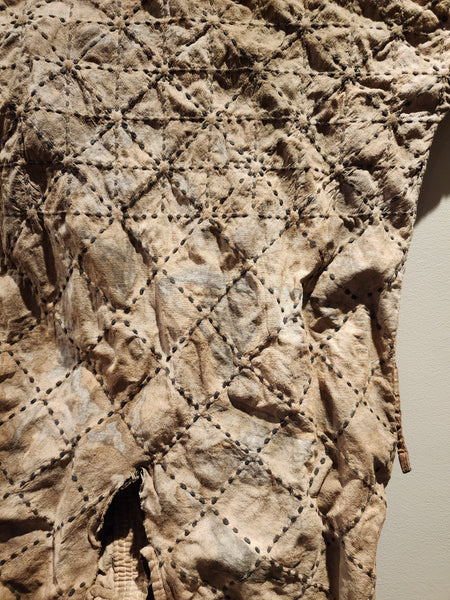 Vintage Kendo Swordsman Jacket, Sashiko Boro Rustic Coffee Dyed size XS