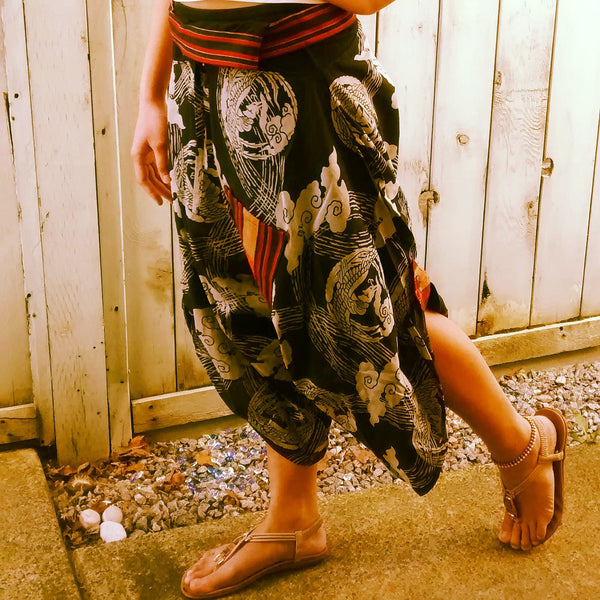 Phoenix Fushichou Black Waist-Tied Samurai Pants - Phoenix by the Cloud