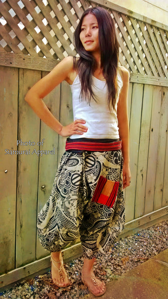 Tomoe (BLACK) Waist-Tied Samurai Pants