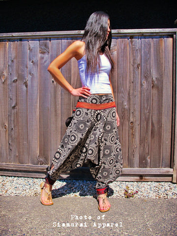 Circle Koi Fish (BLACK) Tribal Warrior Pants