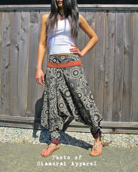 Circle Koi Fish (BLACK) Tribal Warrior Pants
