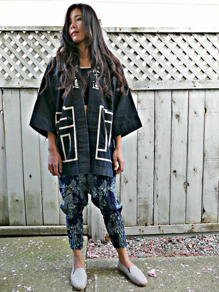 Post-1950 Vintage Antique Indigo Hanten Jacket