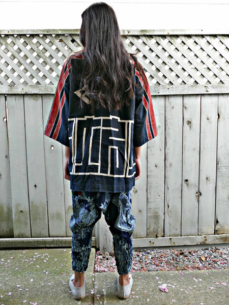 Post-1950 Vintage Antique Indigo Hanten Jacket