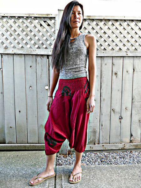 Red Colour Short Harem Pants