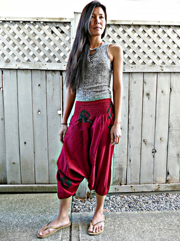 Red Colour Short Harem Pants