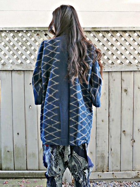 Natural Dyed Indigo Kimono Noragi Hanten 1of1