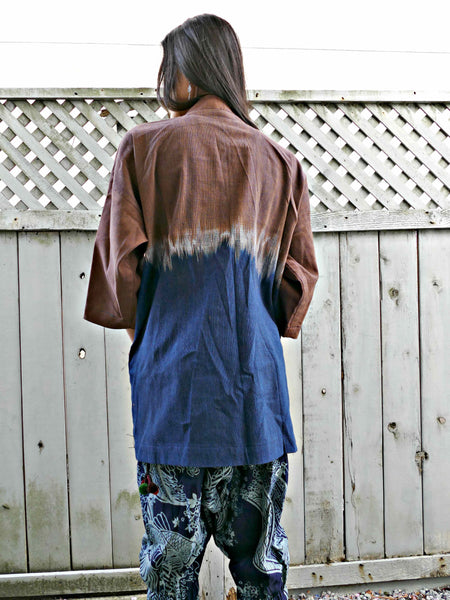 Natural Dyed Brown/Indigo Noragi Hanten 1of1